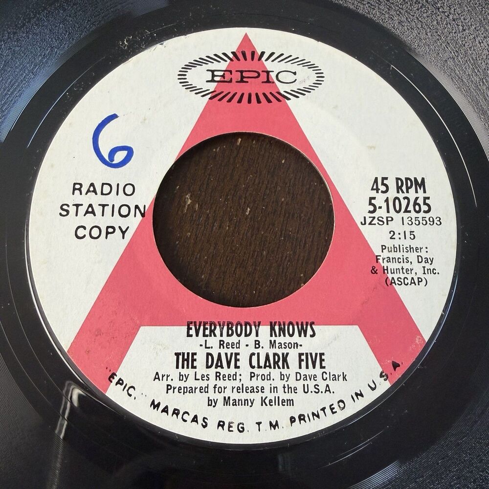 Dave Clark Five Promo 45 Everybody Knows NM Vinyl (Hear - Listen) Radio Copy